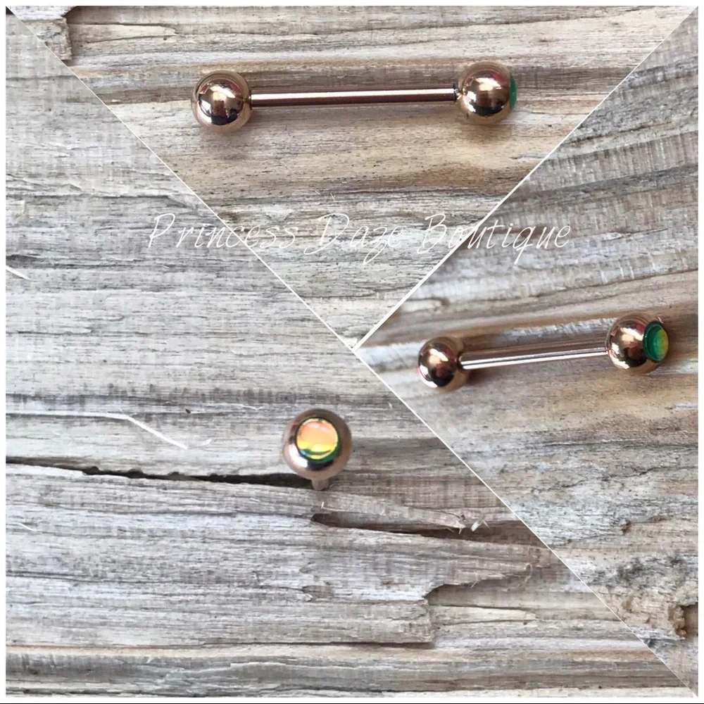 Rose Gold Holographic‎ Tongue Ring
